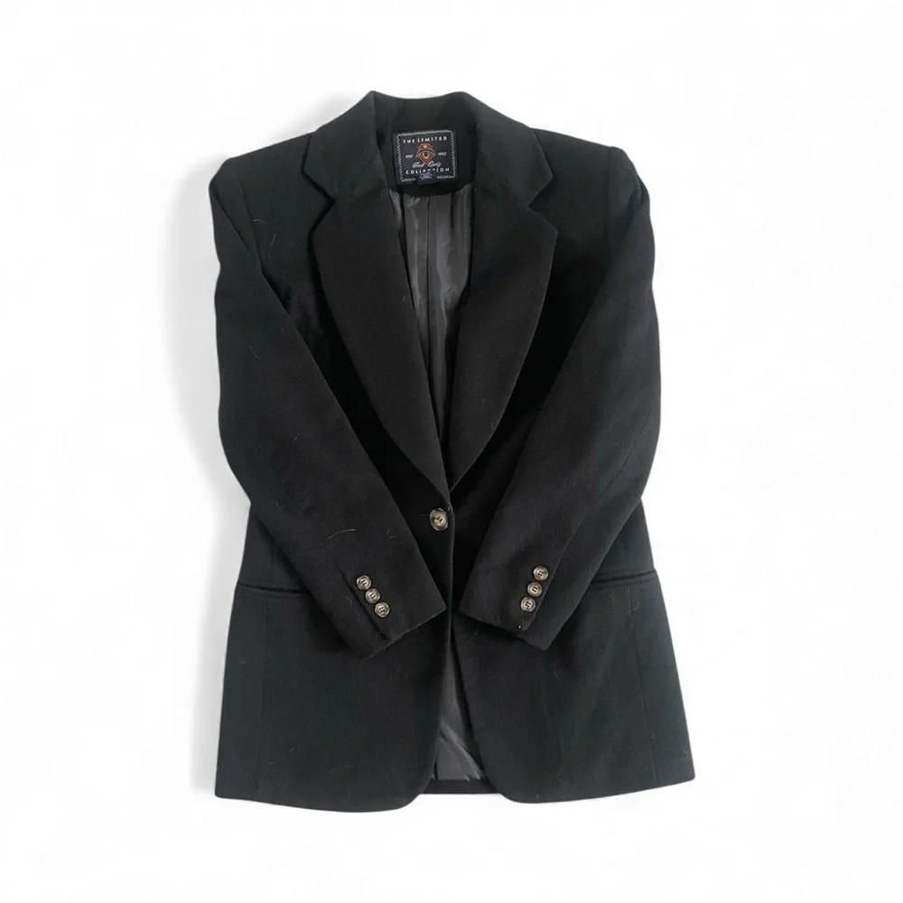 Vintage Wool‎ Blend Blazer Women’s Black Lined Size XS by Limited Collection